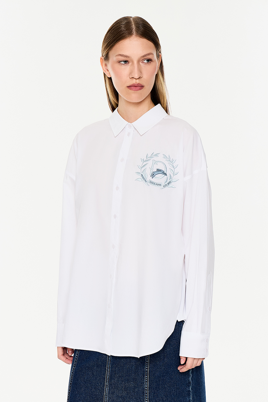 Рубашка свободная с вышивкой