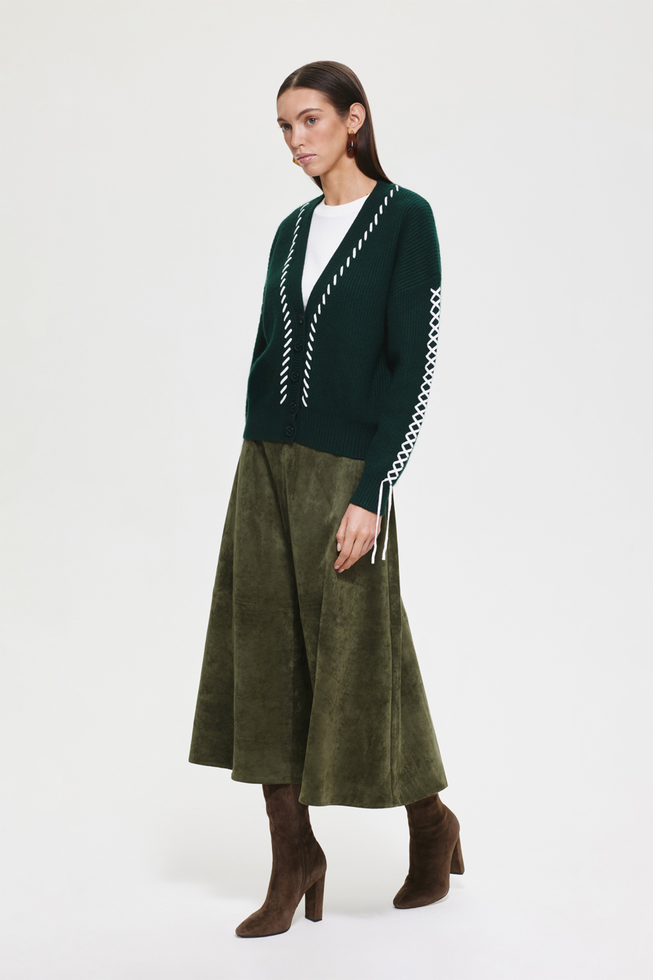 Кардиган с ангорой и декоративными стежками