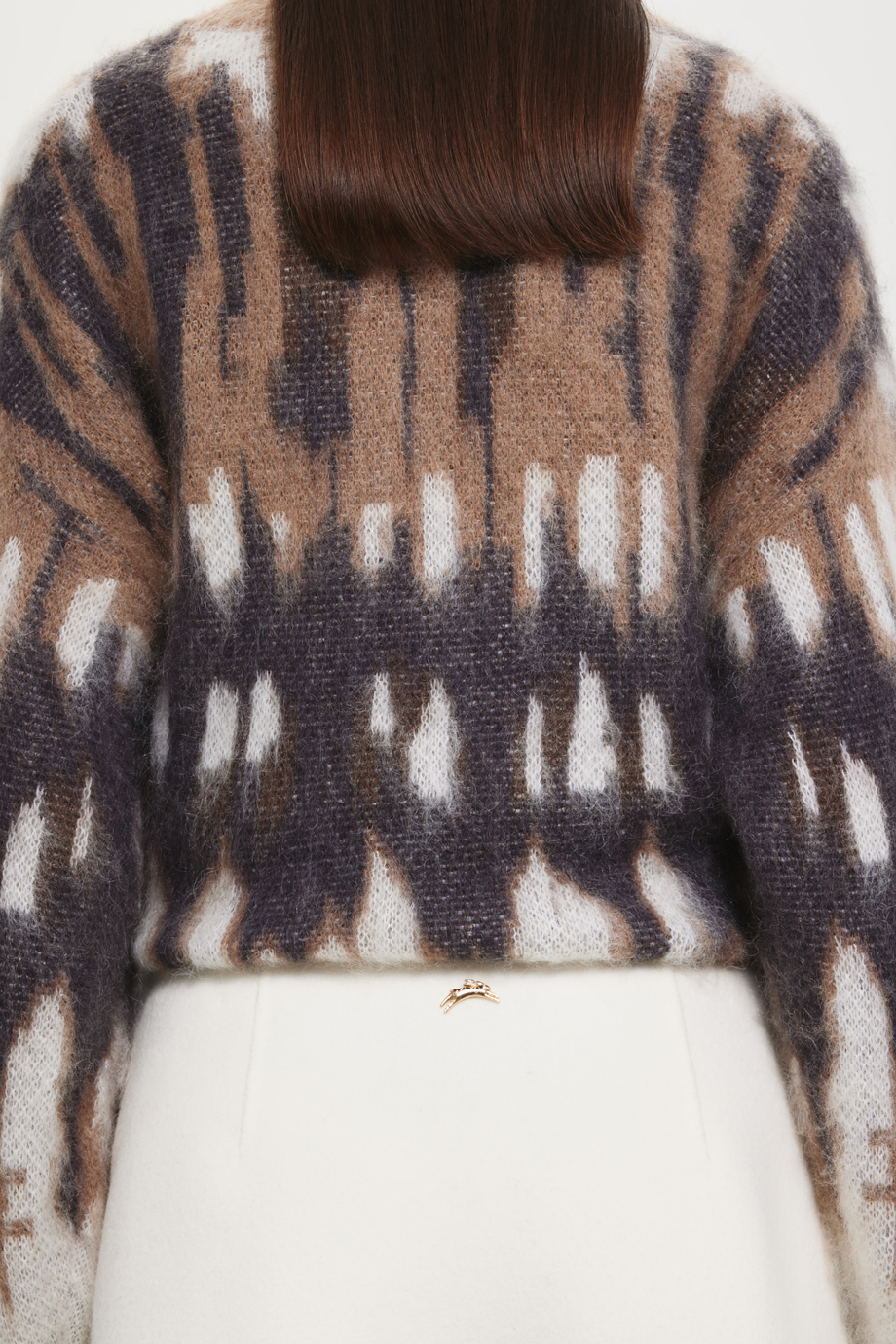 Юбка из шерстяного драпа с бахромой