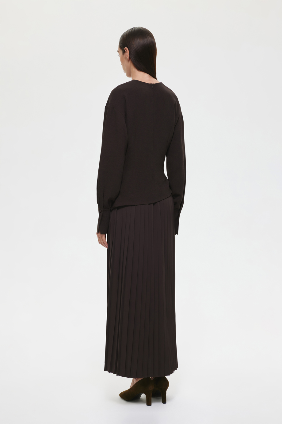 Платье с драпировкой и юбкой-плиссе