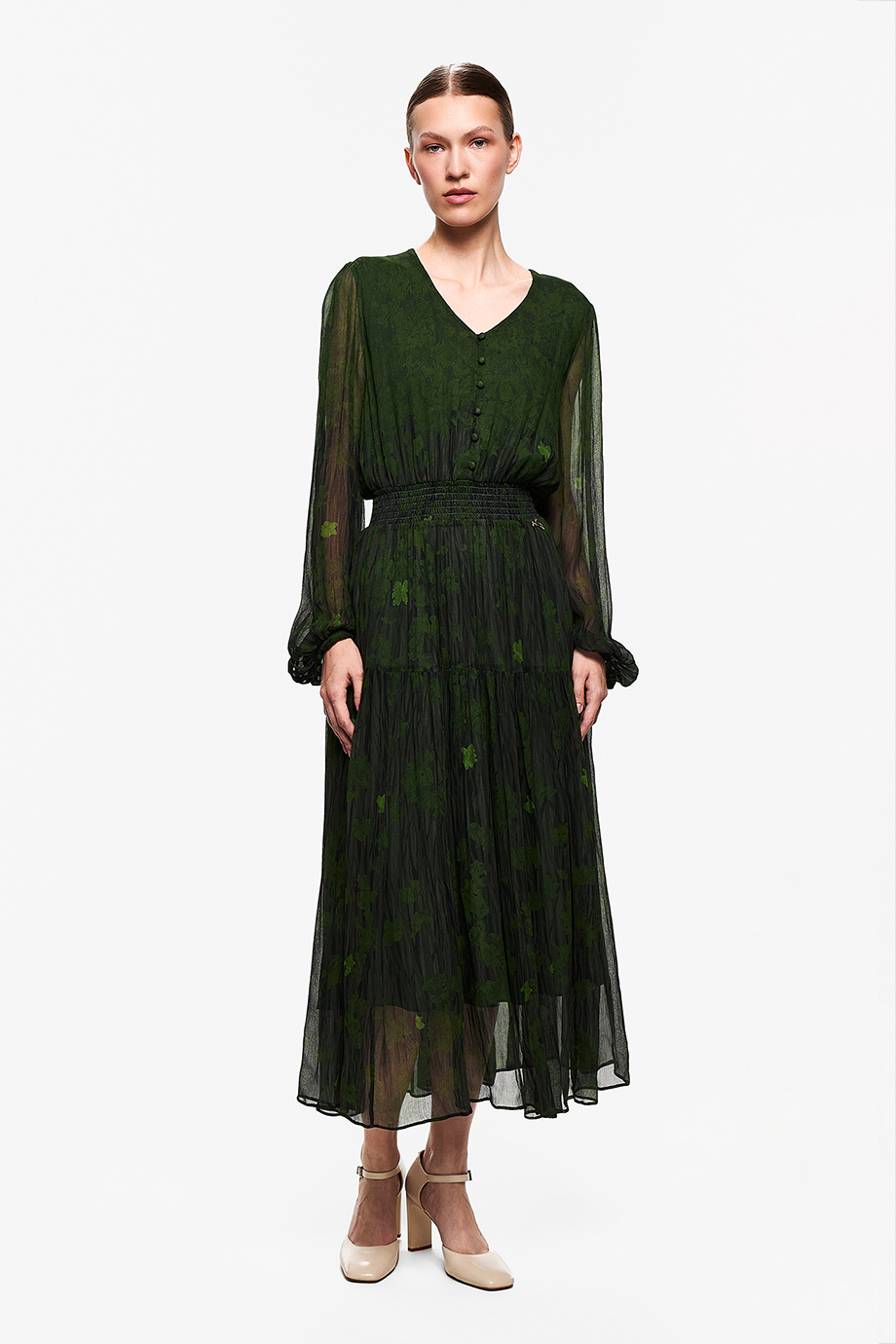 Платье с поясом-резинкой из шифона