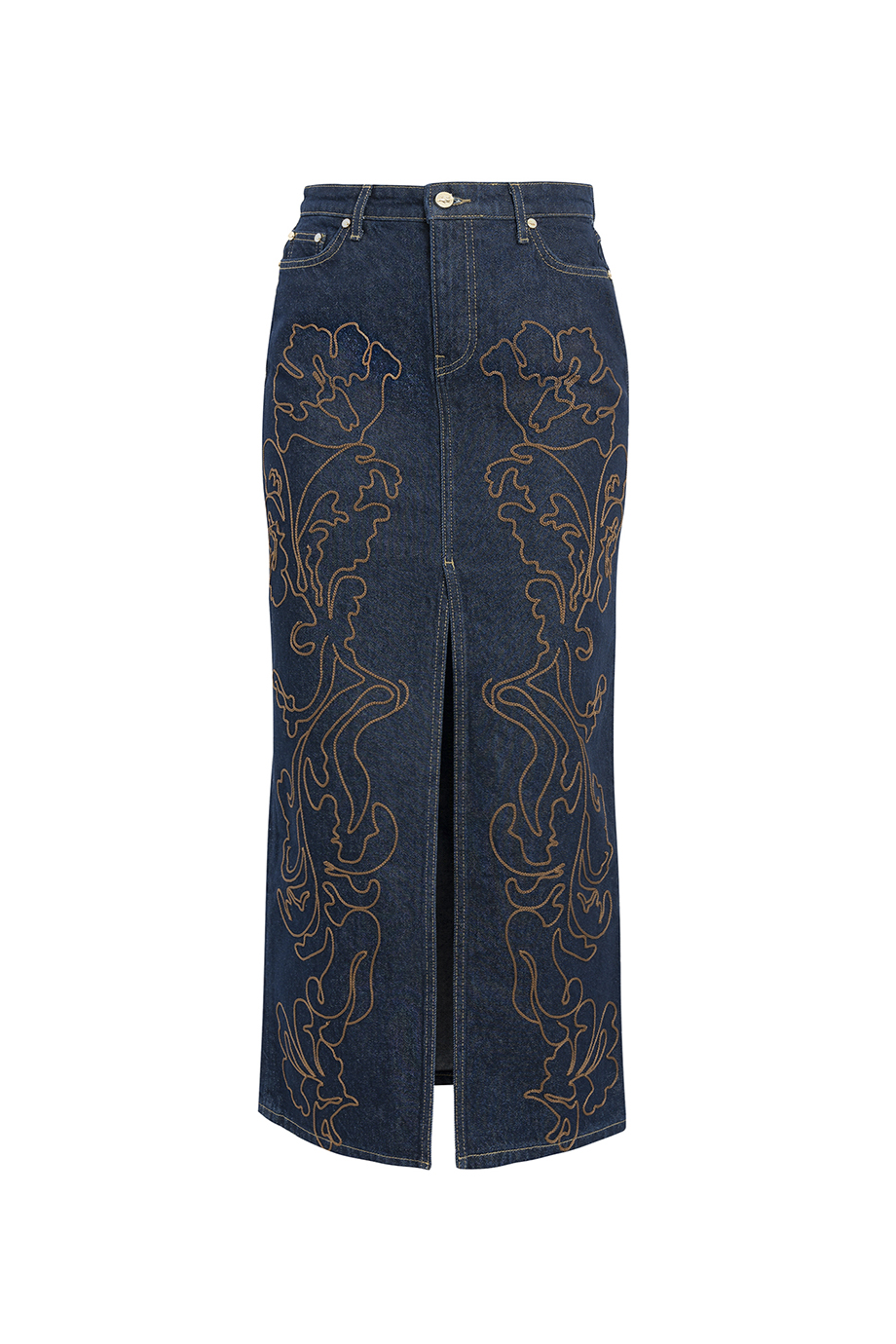Джинсовая юбка с вышивкой