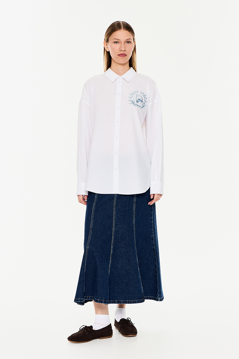 Рубашка свободная с вышивкой