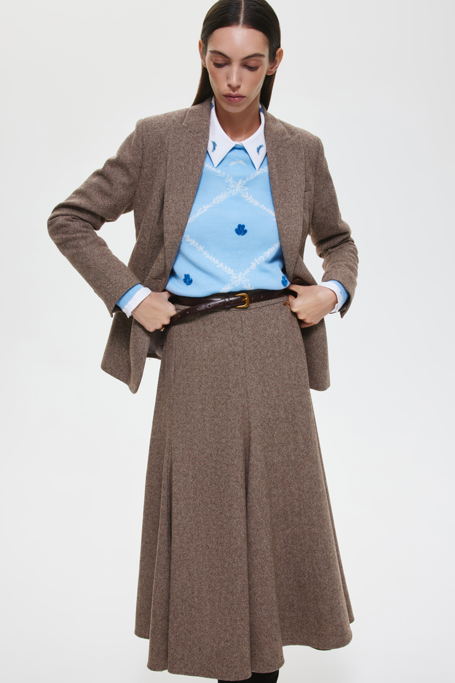 Юбка годе из шерстяного твида