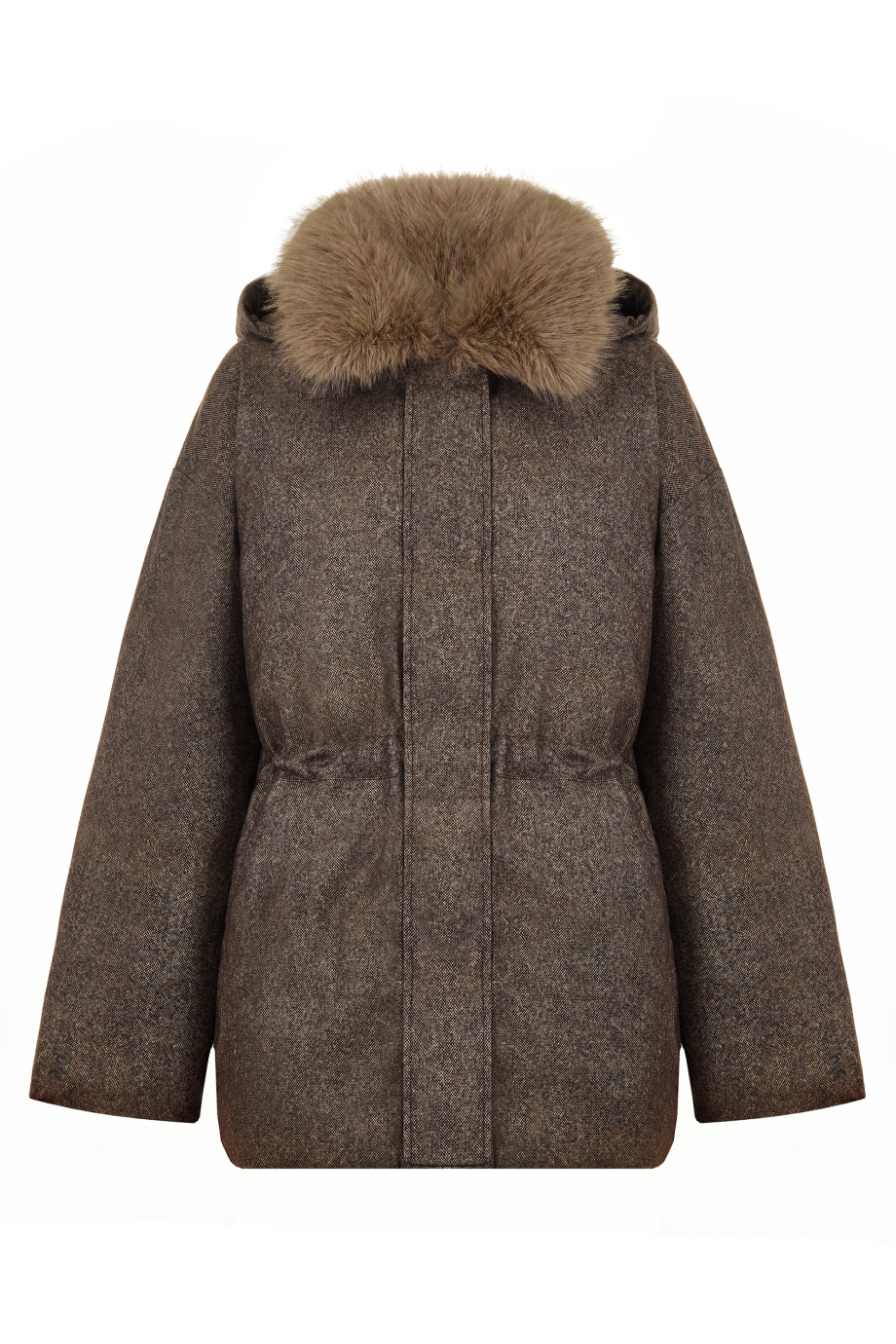 Куртка приталенная с меховым воротником