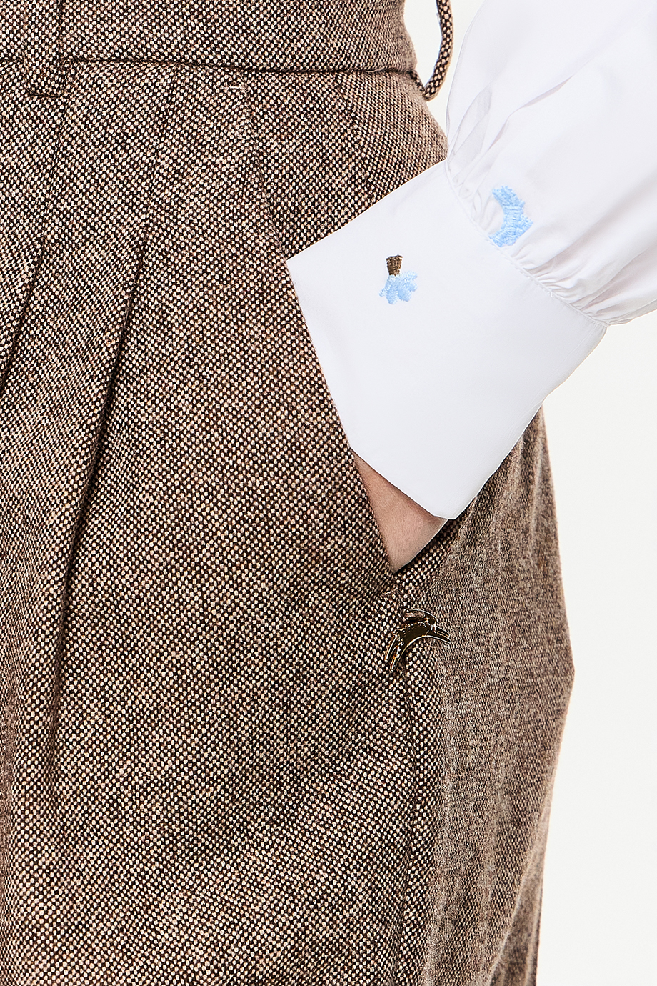 Брюки из шерстяного твида