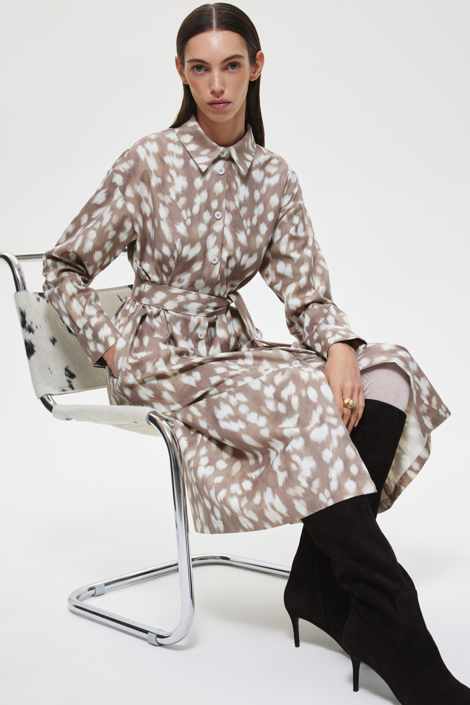 Платье-рубашка с принтом