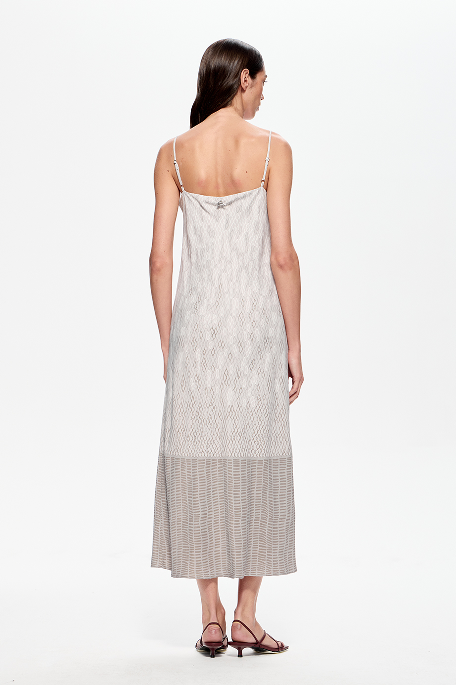 Платье-комбинация с купонным принтом