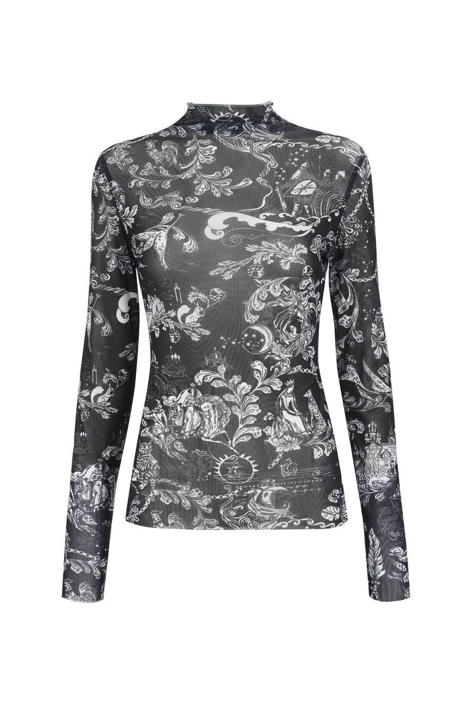 Водолазка из сетки с принтом