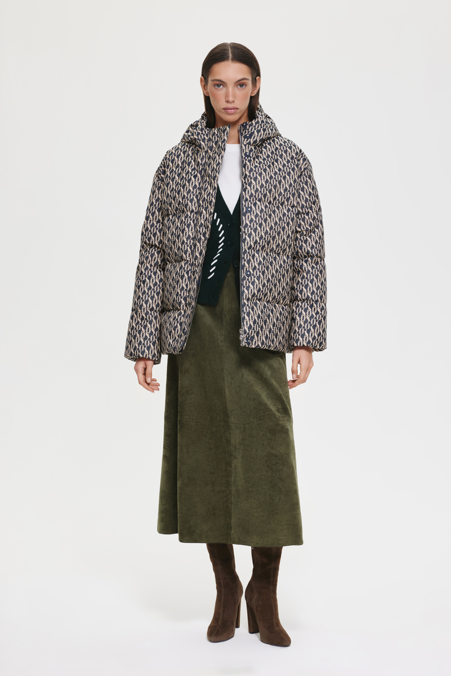 Пуховик жаккардовый