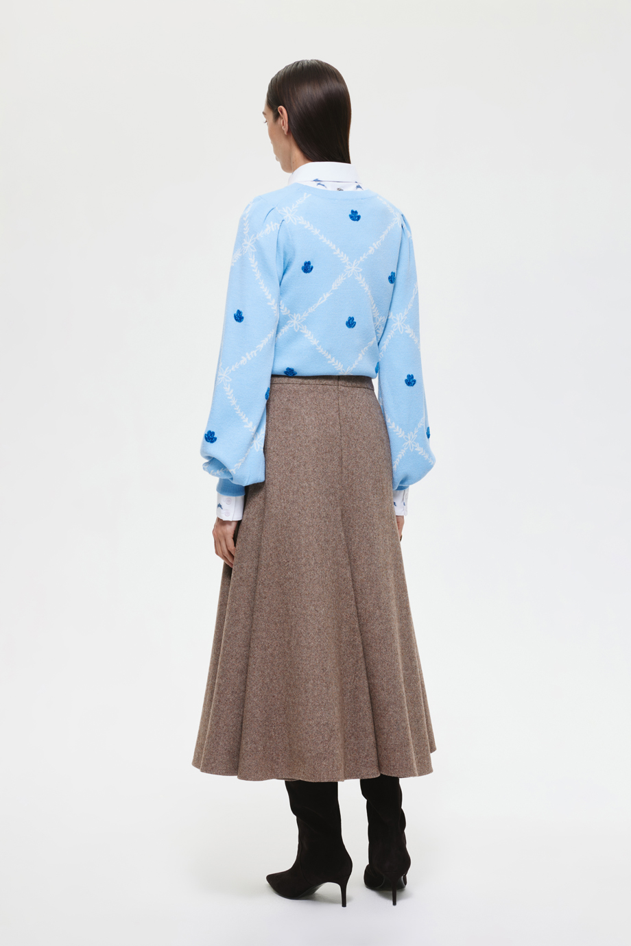 Юбка годе из шерстяного твида