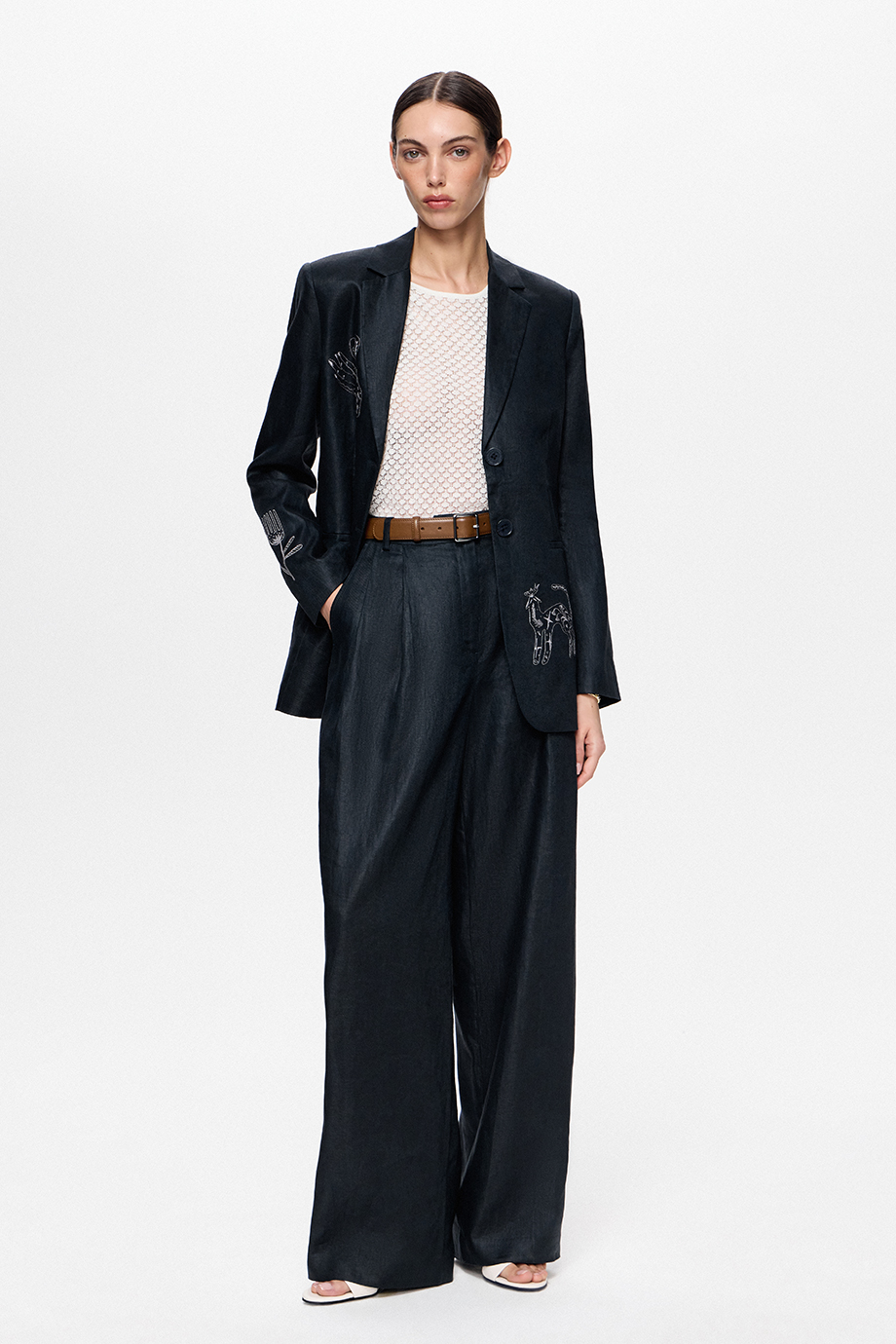 Брюки льняные широкие