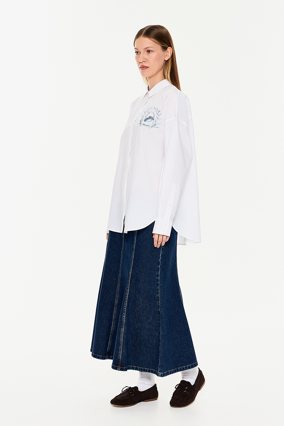 Рубашка свободная с вышивкой