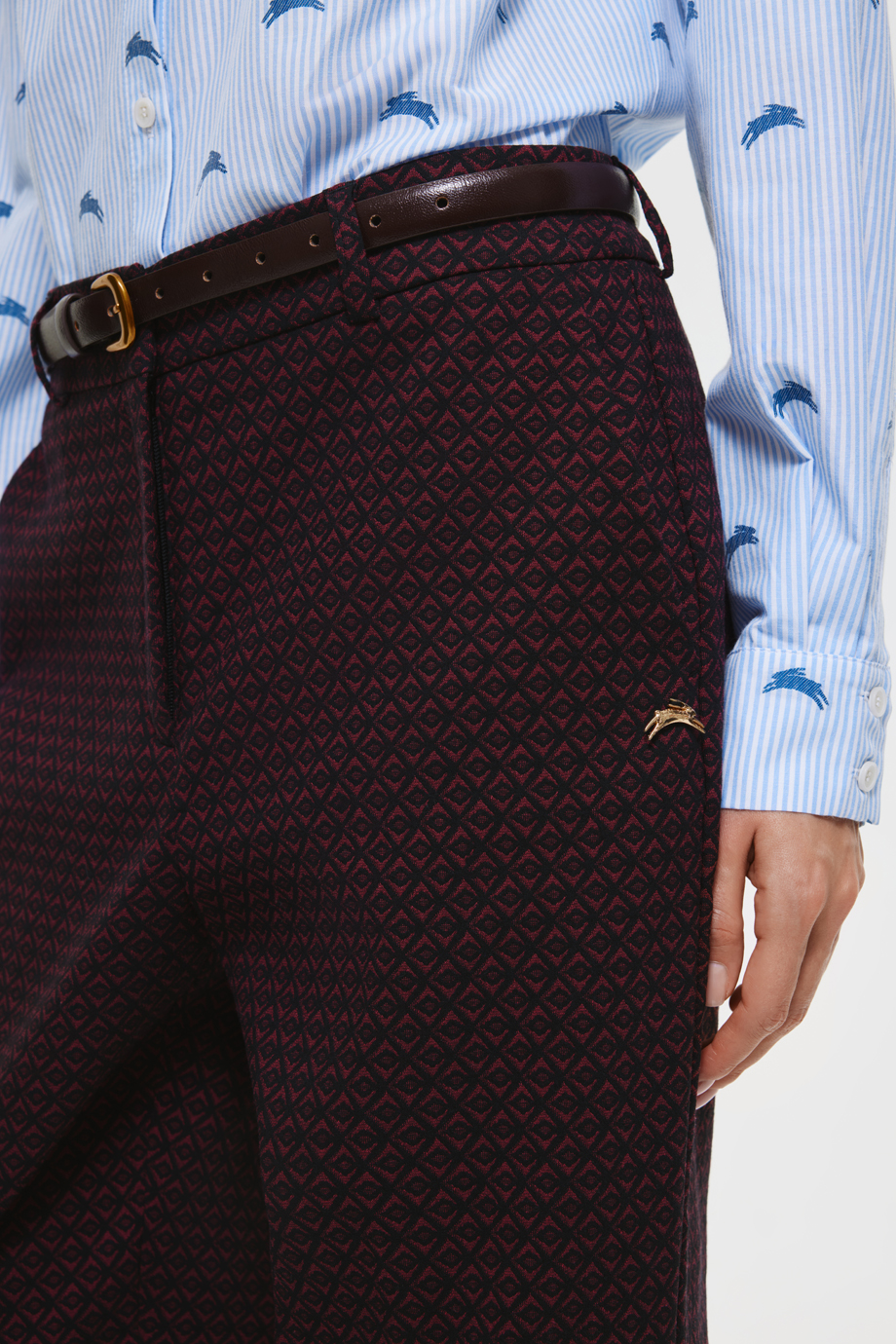 Брюки прямые из жаккарда